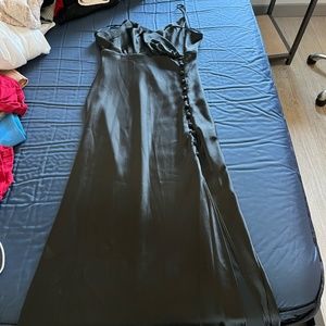 Zara Long Black Satin Dress